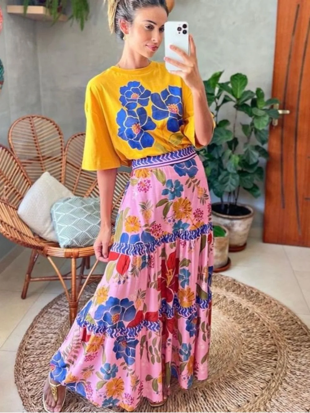 FARM RIO Florisbela Tiered Maxi Skirt Large - Picture 7 of 14